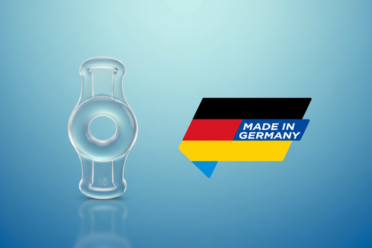 Active constriction ring with bigger Made in Germany logo on blue background
